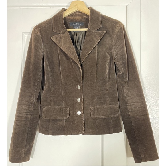 Calvin Klein Jeans Brown Corduroy Velvet Blazer Jacket - sz Small - Picture 6 of 10